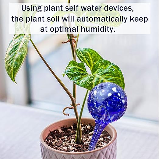 Plant Watering Globes - 6 Pack Colorful Glass Self Watering Bulbs for Plants, Automatic Plant Watering Devices for Indoor & Outdoor Use