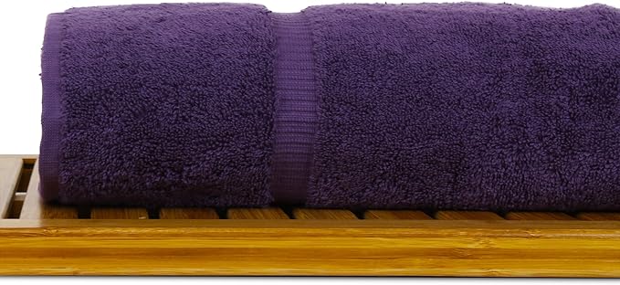 Luxury Hotel & Spa Collection Highly Absorbent, Quick Dry 100% Turkish Cotton 700 GSM, Eco Friendly Towel, for Bathroom Dobby Border Soft Bath Towel Set 27 X 54 -Plum, Bath Towels - Set of 4
