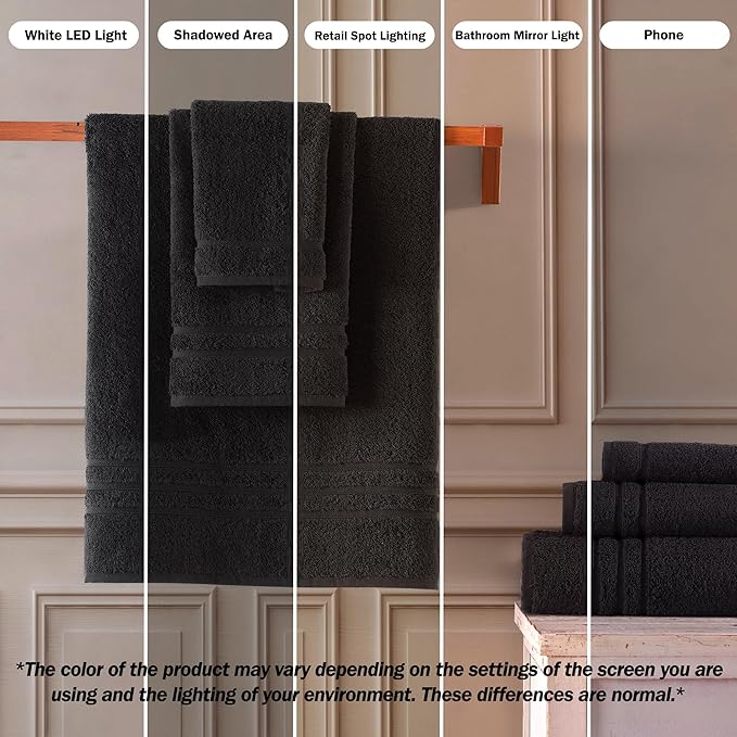 Hawmam Linen Jumbo Large Bath Sheets Towels 2 Pack Soft and Absorbent, Premium Quality 100% Cotton Towels (Black, Bath Sheet)