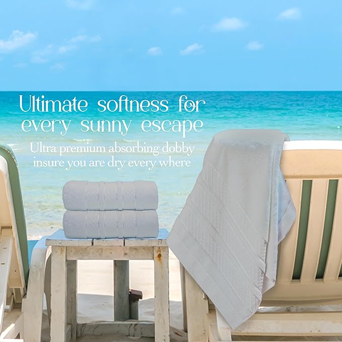 Premium Towel Set: Super absorbent, quick-drying, soft, plush. Features hanging loop, fade-resistant, eco & skin-friendly dyes. Luxury dobby design for bath or spa. (Gray, Bath Towel Set of 4)