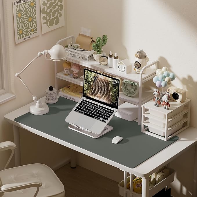 Aothia Leather Desk Pad Protector, Office Desk Mat, Large Mouse Pad, Laptop Desk Pad, Non-Slip PU Leather Desk Blotter, Waterproof Desk Writing Pad for Office and Home (Jungle Green, 47" x 24")