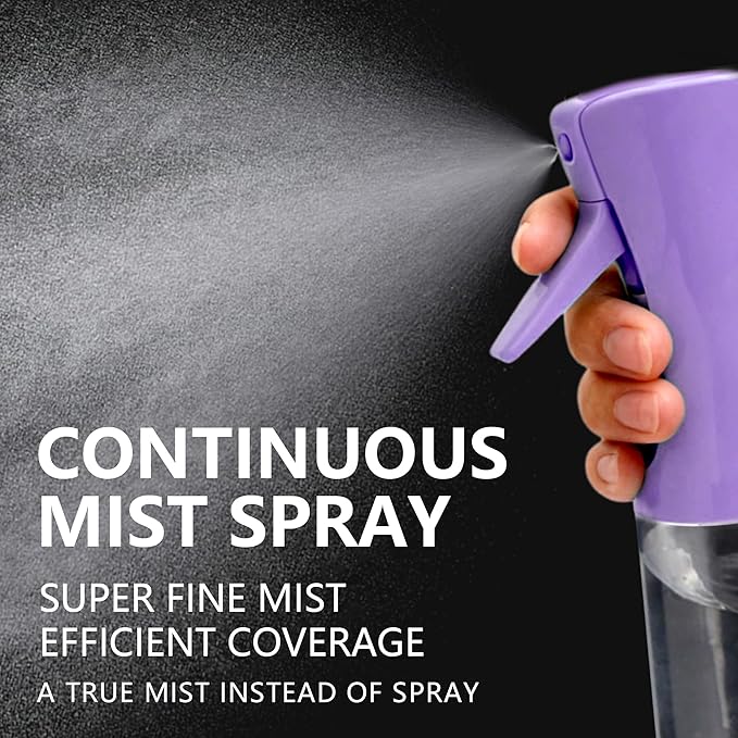 Spray Bottle for Hair Continuous Ultra Fine Mist (200ml) 360° Multi Spray Bottle for Plants, Cleaning, Skin Care Leakproof & Durable 2 Pack