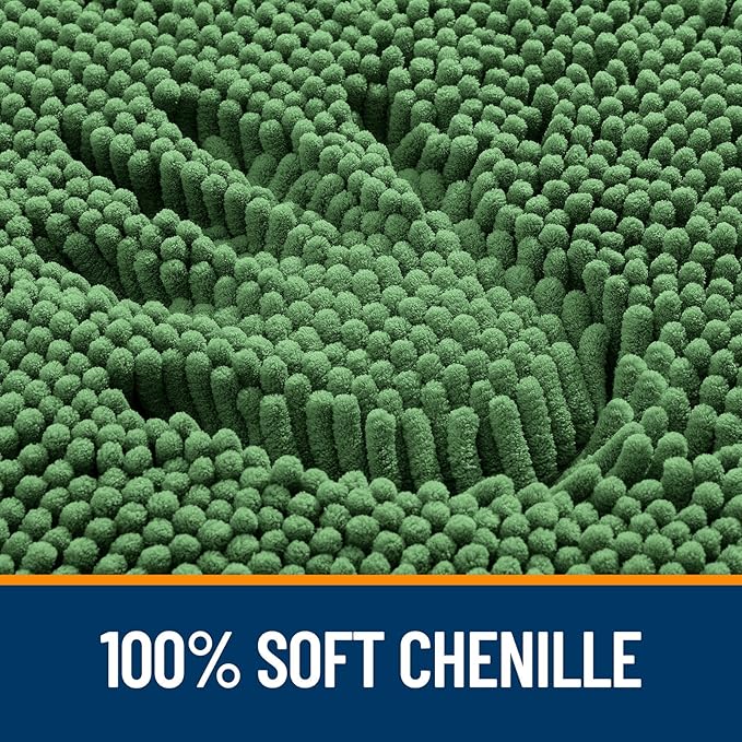 OLANLY Bathroom Rugs 47x20, Extra Soft Absorbent Chenille Bath Rugs, Rubber Backing Quick Dry, Machine Washable Bath Mats for Bathroom Floor, Tub and Shower, Home Decor Accessories, Olive Green