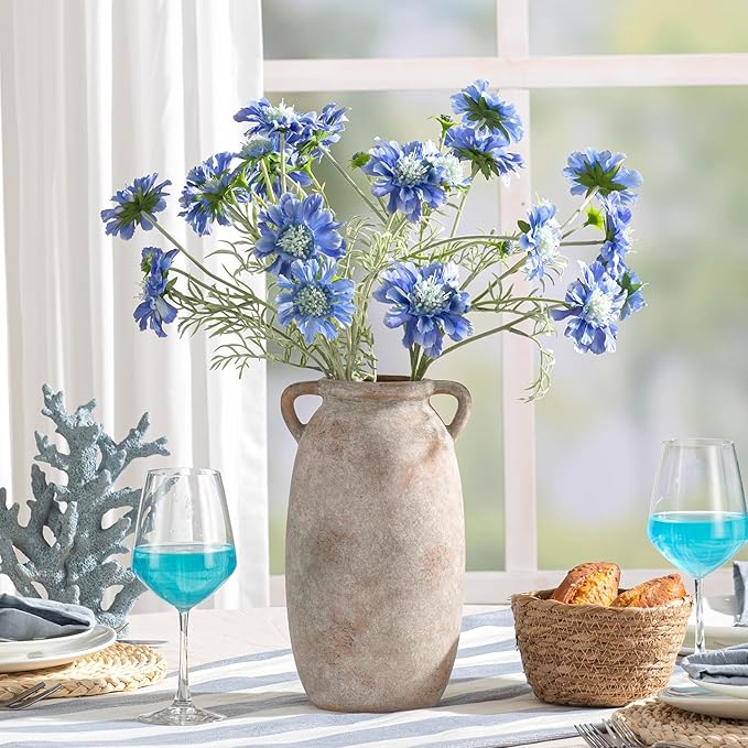 Ceramic Flower Vase 12 inch Farmhouse Rustic Vase Decorative Pottery Terracotta Tall Vases for Home Decor Table Mantle Fireplace Living Room Bathroom Wedding Centerpiece (Large-Terracota)