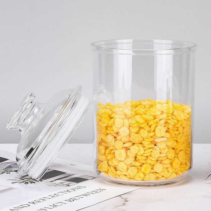 24oz Acrylic Storage Jar, Airtight Lid with Silicone Sealing Ring, Ideal Canister Container for Sugar, Tea, Spices, Herbs, Shells, Bath Salt, Christmas Decorative Apothecary Jars
