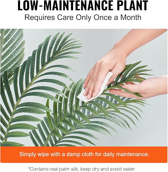 VEVOR Artificial Palm Tree, 6 FT Tall Faux Plant, Secure PE Material & Anti-Tip Tilt Protection Low-Maintenance Plant, Lifelike Green Fake Tree for Home Office Warehouse Decor Indoor Outdoor