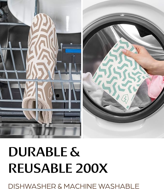 Swedish Dish Cloths for Kitchen - Reusable Dishcloths for Washing Dishes - Each Cellulose Dish Cloth Replaces 15 Rolls of Paper Towels and is More Absorbent than a Sponge - Dishcloth Set of Six