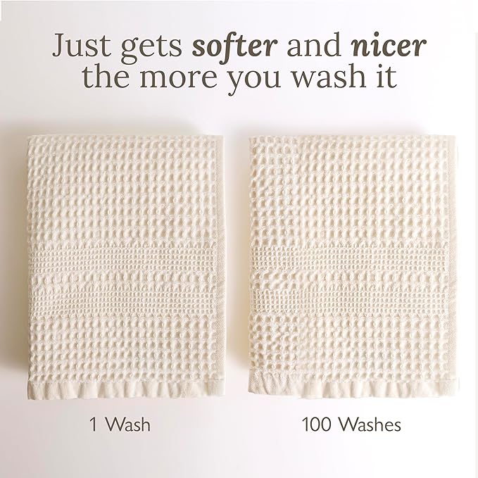 GILDEN TREE Waffle Towels for Bathroom, 100% Cotton Quick Dry Towel, Waffle Bath Towels Large, Absorbent Lightweight Travel Towel, Bath Towels Set of 2, Classic Style (Seafoam)