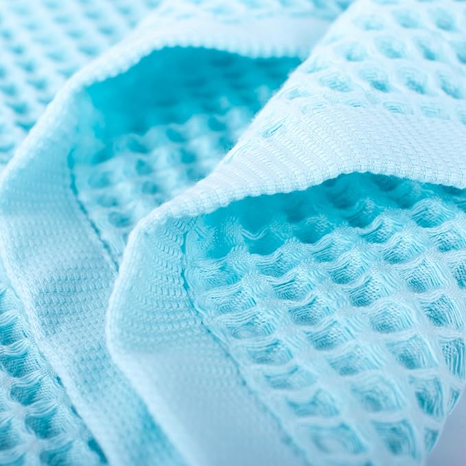 PÜSKÜL Premium Waffle Bath Towels Set of 2 - Organic 100% Turkish Cotton Bath Towel - Quick Dry, Absorbent, Light, Thin, 32x63 Large Waffle Towels (Aqua Turquoise Bath Towels - Pack of 2)
