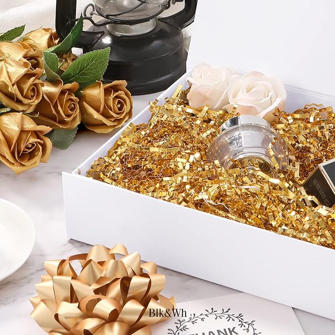 BLK&WH 6 White Gift Boxes 11.5x8x2.5 Inches With Magnetic Closure Lids, Sturdy Shirt Boxes, Rectangle Collapsible for Packaging (Matte White)