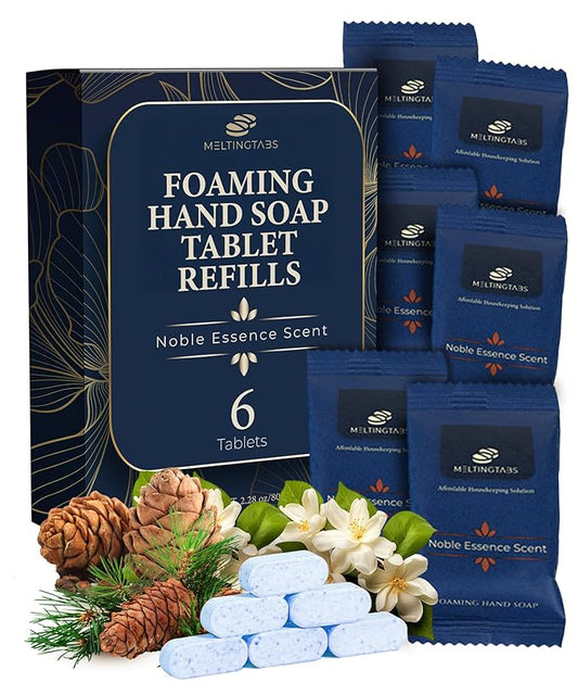 Foaming Hand Soap Tablets Refill – Noble Essence Scent, 6-Pack Concentrated Tablets for Foaming Soap