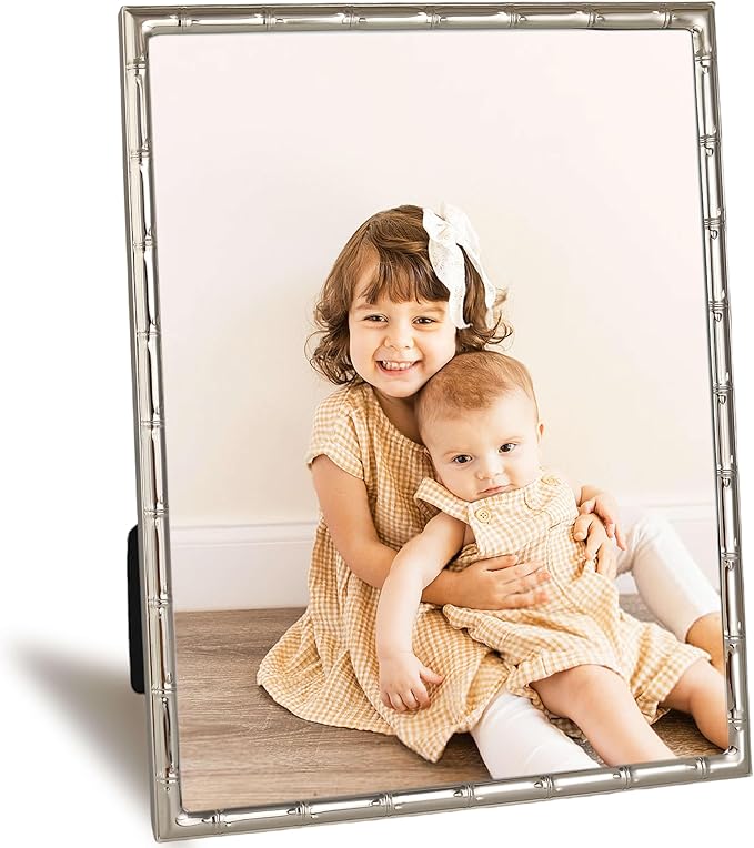 8x10 Picture Frame with Elegant Metal Bamboo Design, 8 x 10 Photo Frames with HD Real Glass, Versatile Display for Tabletop or Wall Mounting, Great for Home Decor and Gift Giving