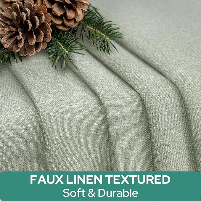 HOMEIDEAS 100% Linen Blackout French Door Curtains, Privacy Door Window Curtains, 26 X 68 Inch Room Darkening Blinds, Thermal Insulated Shades for Bedroom, 1 Panel, Sage Green