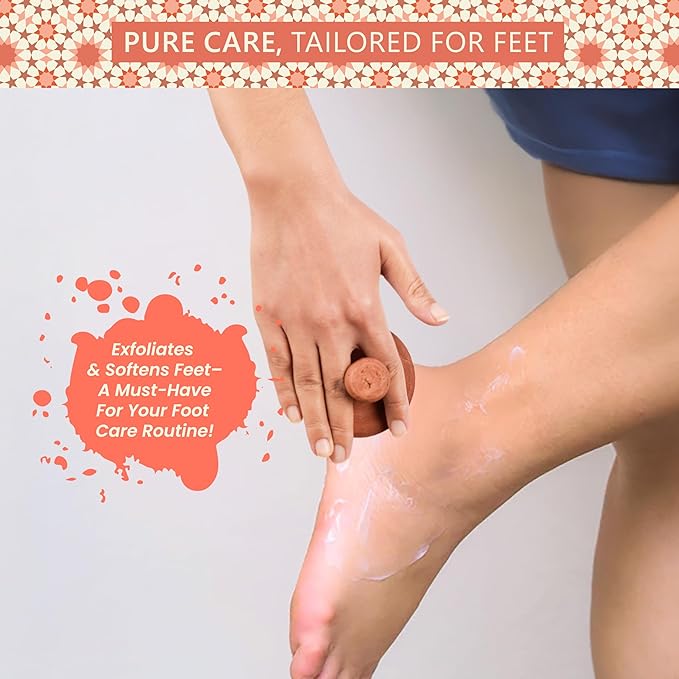 Natural Terracotta Pumice Stone for Feet – Handcrafted Foot Scrubber & Callus Remover with Gentle Exfoliation and Ergonomic Design for Smooth, Soft & Refreshed Feet – for a Spa-Like Pedicure