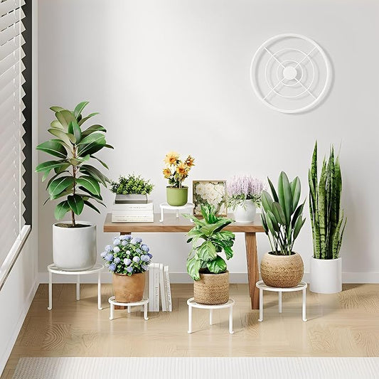 5 Pack Metal Plant Stand Indoor Outdoor Anti-Rust Iron Flower Pot Stand Holder, Round Black Display Rack Flower Stand Plant Holders for Living Room,Balcony,Garden