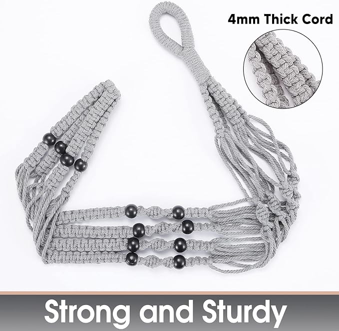 2 Pack 43 Inches Macrame Planter Hanger Large for 12 inch Pot + Swag Hook (Extra Long & Big) | Large Hanging Planter for Indoor Plants | No Tassel, Cotton Rope, No Pot/Plant Included