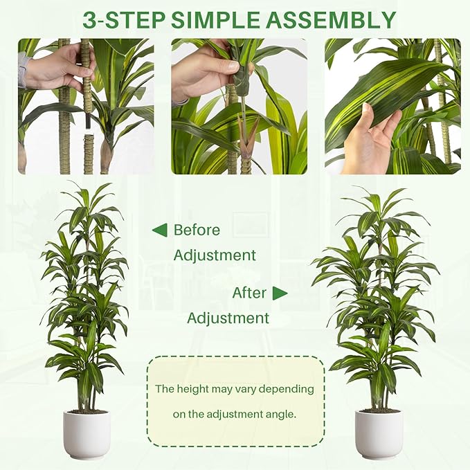 Artificial Dracaena Tree Indoor 5 FT Tall Fake Tree Artificial Tree Fake Yucca Potted Tree for Home Office Living Room Decor，Tall Artificial Plant for Housewarming