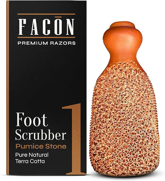 Facón Pumice Stone for Feet Callus Remover - Terra-Cotta Foot Scrubber with 2 Sides, 100% Pure Natural Foot Pumice Stone, Pedicure Pumice Stone Scrubber, Foot Exfoliator, Removes Calluses & Dead Skin
