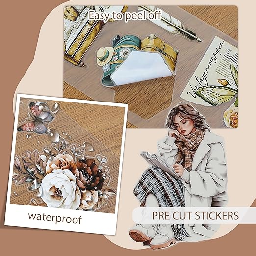 Snycler Pre-Cut Brown Memory Themed PET Washi Tapes - Vintage Aesthetic Tape Stickers for Journaling, Scrapbooking, Junk Journals, Crafts, Planners - 4 Rolls