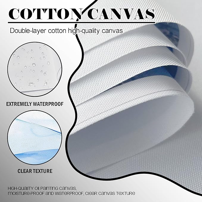 JEAWA Large Canvas Wall Art - Blue White Gray Landscape Painting Decor, Picture with Castle Bridge Train, Modern Art Prints for Living Room Bedroom Home Decoration, 29x58 IN