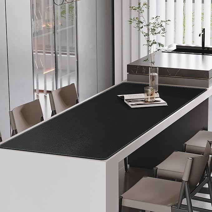 CENNBIE Leather Desk Pad Large, 71" x 27.5" Desk Mat Blotter Protector, Extended Non-Slip Mouse Pad, Waterproof PU Leather Desk mat for Desktop Office and Home (Black)