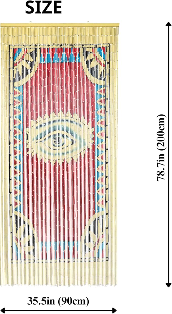 Bamboo Curtains 35.5 X 78 Inch - Eye Design Beaded Curtain Bamboo for Doorway - Mysterious Ghostly Style Curtain for Home Decor Enthusiasts