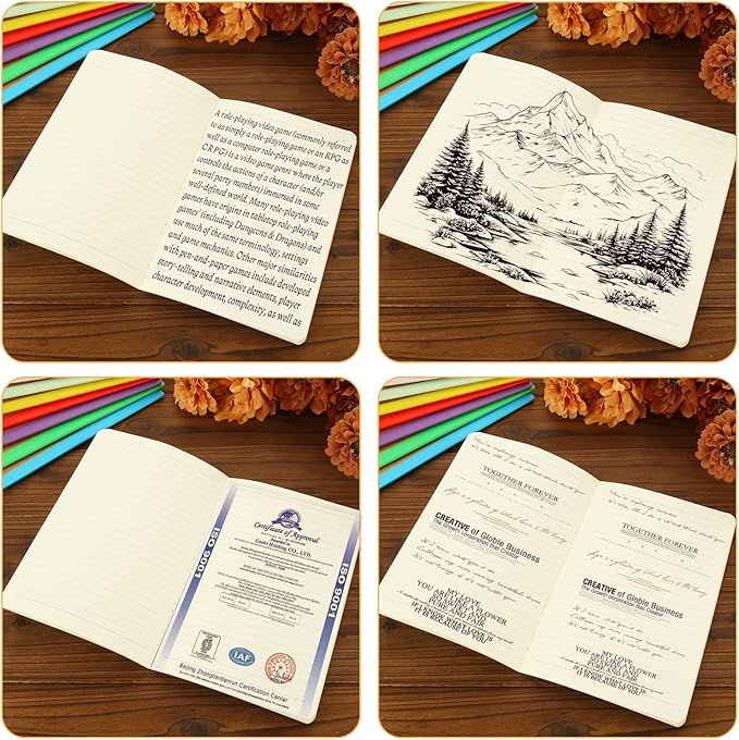 MIVIDE 48 Pack A5 Kraft Notebooks, Colourful Spine Lined Journal Bulk Pack 8.3 x 5.5 inch Notebooks 60 Pages, Travel Notebooks for Writing, Making Plans, School Office Supplies