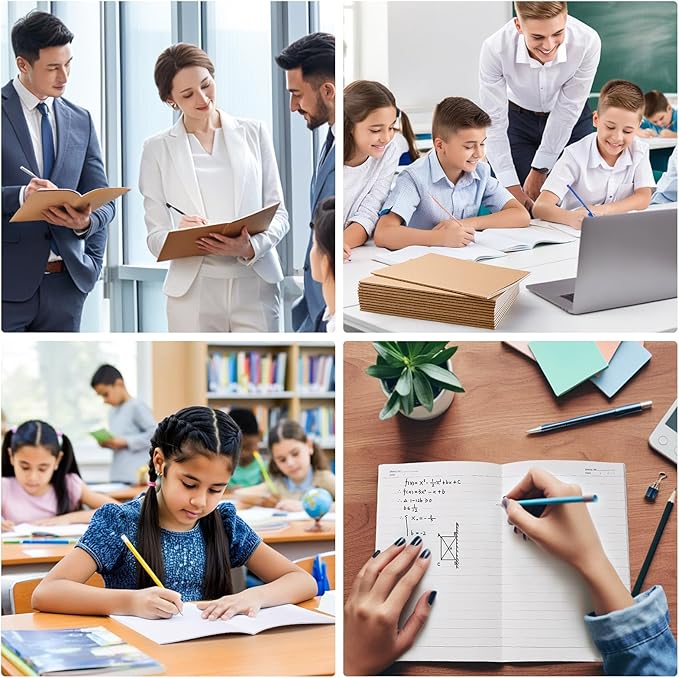 60PCS A5 Lined Composition Notebooks Bulk, 8.3x5.5 Inches Lined Paper Journaling Notebooks, 60 Pages Lined Kraft Notebook Set for Work, School, Student,Kids and Writing