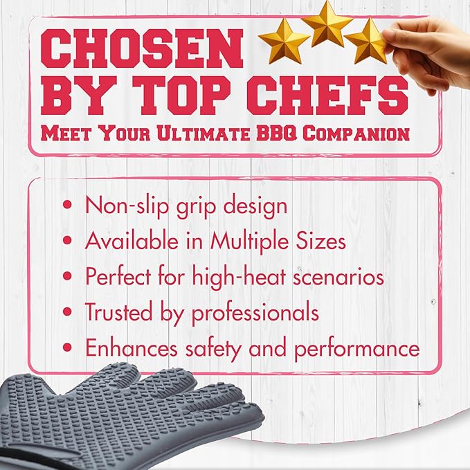 KITCHEN PERFECTION S Silicone Smoker Oven Gloves for Women -Extreme Heat Resistant BBQ Gloves -Handle Hot Food Right on Your Grill Fryer |Waterproof Oven Mitts Cooking Gloves |Superior Set+3 Bonuses