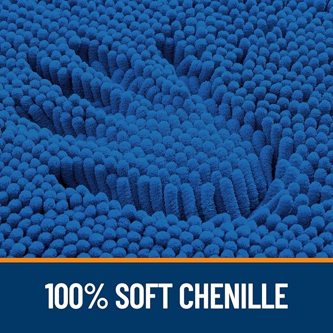 OLANLY Bathroom Rugs 36x24, Extra Soft Absorbent Chenille Bath Rugs, Rubber Backing Quick Dry, Machine Washable Bath Mats for Bathroom Floor, Tub and Shower, Home Decor Accessories, Deep Navy Blue