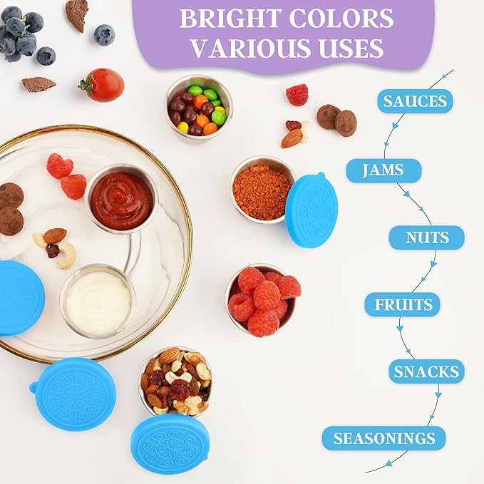 6x2.7 Oz Salad Dressing Container to Go,Handy Leakproof Stainless Steel Meal Prep Containers Reusable,Sauce Containers for Lunch Box, Picnics, Travel, Office and Kitchen Storage