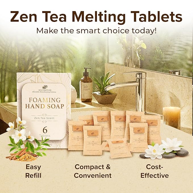 Foaming Hand Soap Tablets Refill – Zen Tea Scent, 6-Pack Concentrated Tablets for Foaming Soap