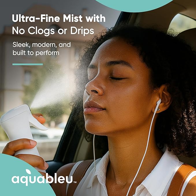 Aquableu Spray Bottle for Hair – Continuous Mist Spray Bottle for Hair Care, Styling, Cleaning, Plants, Pets & Essential Oils (Pack of 2 - Clear, 10oz)