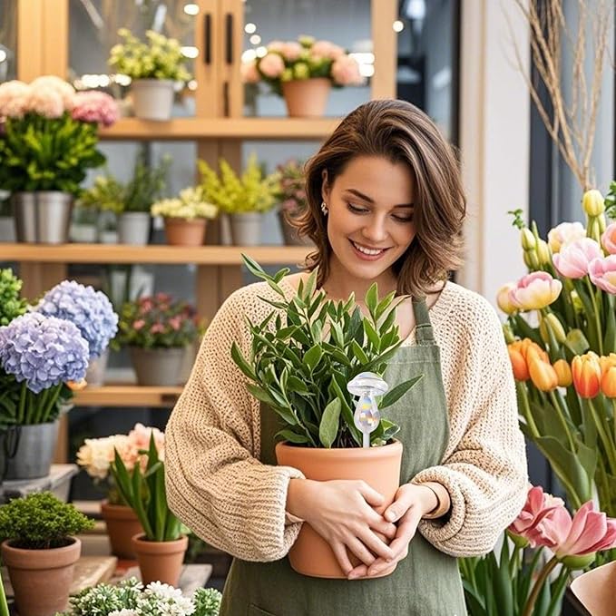 Plant Watering Globes- 4Pcs Iridescent Rainbow Glass Water Bulbs Mushroom Self Watering Spikes Planter Insert Automatic Plant Watering Bulbs Devices for Indoor and Outdoor Plants