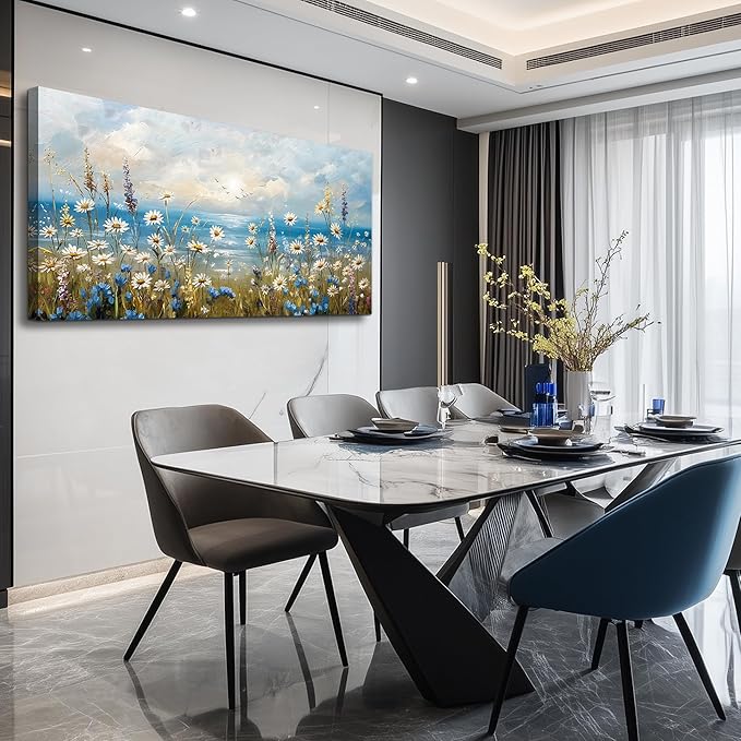 Canvas Wall Art for Living Room Wall Decor for Bedroom Office Modern Hotel Wall Decorations White Flower Landscape Paintings Farmhouse Pictures Artwork Room Aesthetic Home Decor 40x20