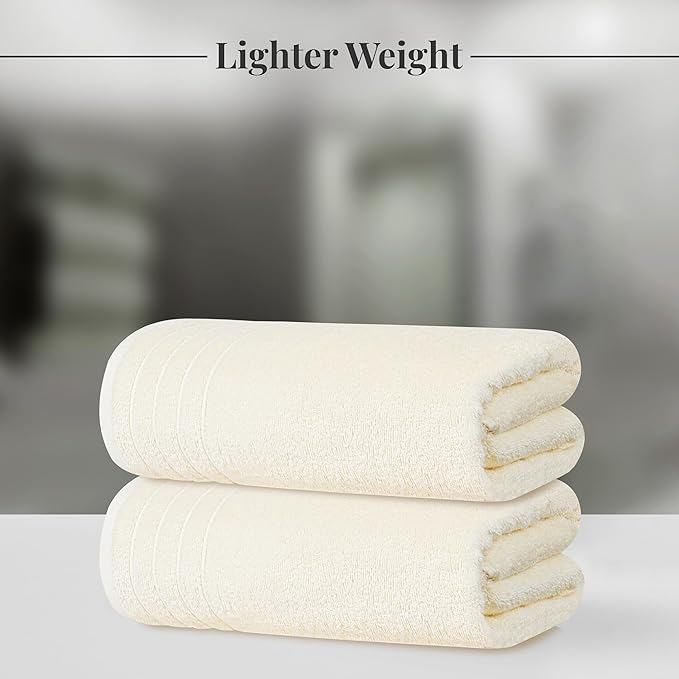 Tens Towels Pack of 4 Extra Large Bath Towels 30 x 60 Inches, 100% Cotton, Larger & Lighter Weight, Quicker to Dry, Super Soft and Absorbent, Perfect for Bathroom, Cream