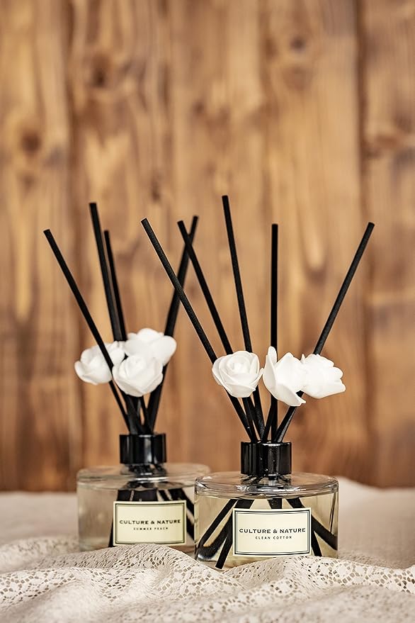CULTURE & NATURE Reed Diffuser Set 6.7oz (200ml) French Perfume Scented Diffuser with Sticks Home Fragrance Reed Diffuser for Bathroom Shelf Decor