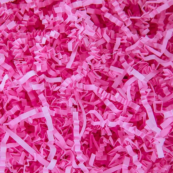 Caleihd Crinkle Cut Paper Shred Packing Grass Cushion Paper Streamer for Christmas Wedding Birthday Bridesmaid Engagement Craft Gift Boxes Bags Basket Filler Decoration 4.5oz Pink