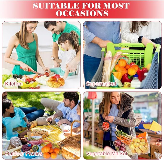 1000 Pcs Reusable Mesh Produce Bags, 20 Inch Seafood Boil Bags for Crab with 1000 Loop Closures, Onion Potato Storage Net Bag for Vegetables Fruits Seafood