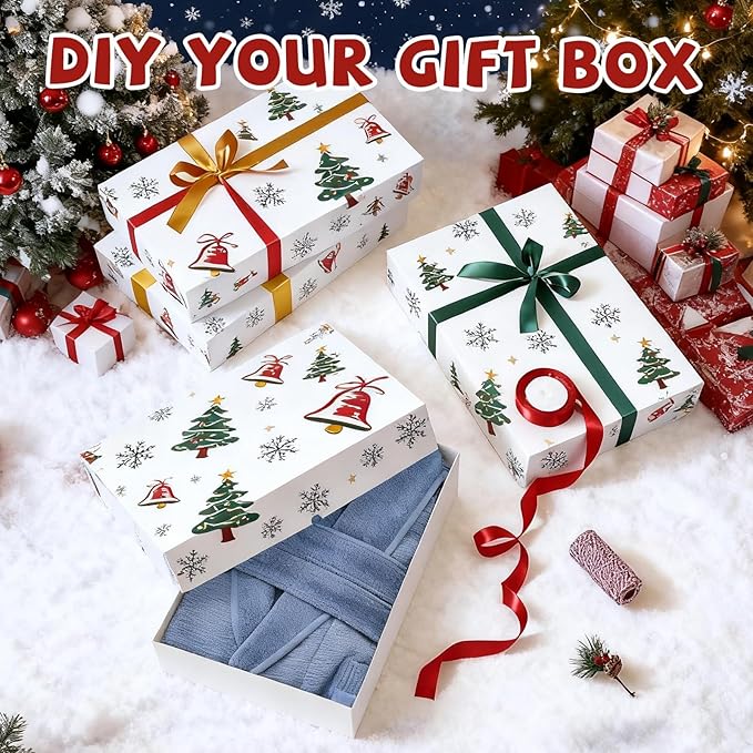EVERECO 14 Large Gift Boxes with Lids for Presents - 17x11x4 Inches Extra Deep White Shirt Boxes, Christmas Wrapping for Robes, Sweaters, Clothing, Perfect Holiday Gift Box Set