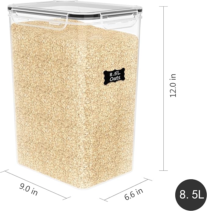 2 PC Flour Sugar Storage Containers (8.5L | 287 Oz) Extra Large Food Storage Containers with Lids - Airtight Leakproof BPA FREE Flour Container for Rice, Cereal, Sugar