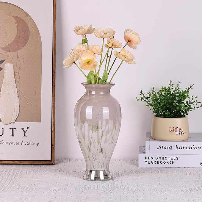 Blown Glass vase, Unique Glass vase, Glass Pink Decorative vase for Home Living Room Dining Table re Office Wedding Entrance Desktop Decorative vase.