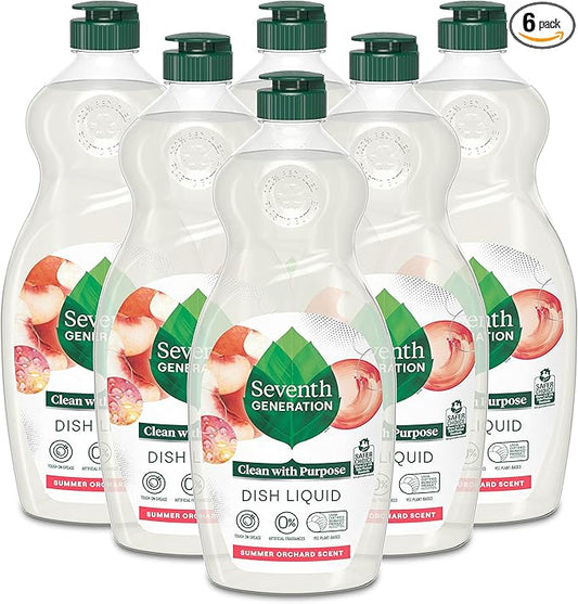 Seventh Generation Dish Soap Liquid Summer Orchard Scent Pack of 6 Dishwashing Soap Dish Detergent Liquid Soap 19 oz