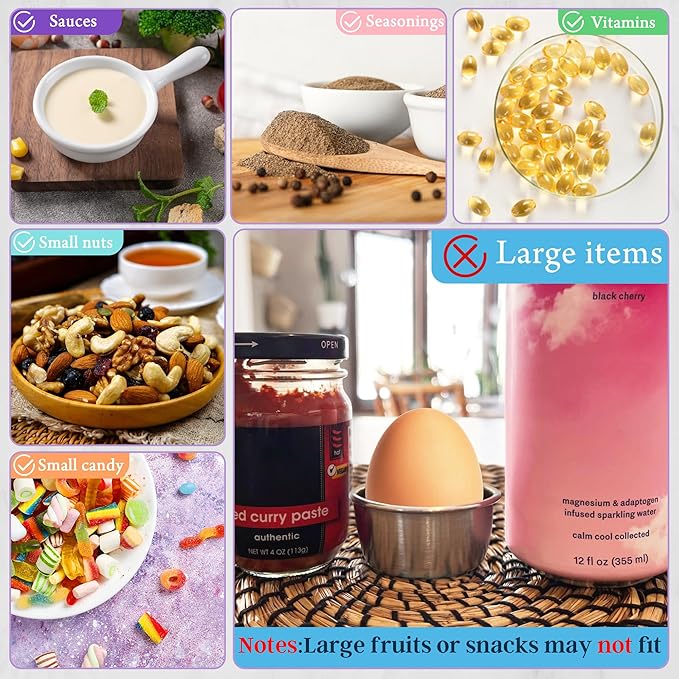 6 PCS Salad Dressing Container to Go,Handy Leakproof Stainless Steel Meal Prep Containers Reusable,Sauce Containers for Lunch Box, Picnics, Travel, Office and Kitchen Storage-1.6oz+2.7oz