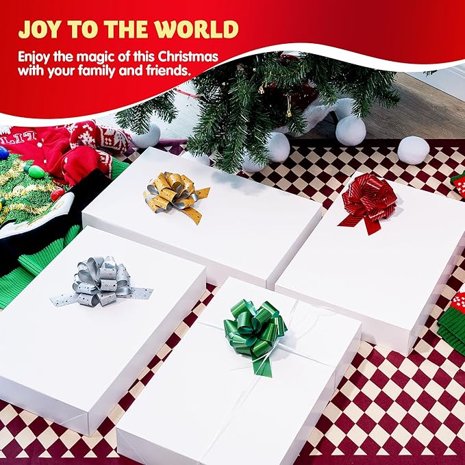 JOYIN 12 PCS 17" Christmas Shirt Gift Boxes with Lid for Presents, Extra Large White Cardboard Box with Tissue Paper, Robe Box for Clothes, Father's Day, Xmas Birthday Holiday Wedding Gift Wrap Decor