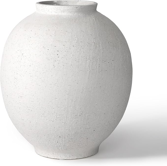 White Ceramic Large Vase - 9.84 Inch Round Modern Ceramic Vases,Tall Vase for Decor Living Room Table Decor and Festive Home Interiors