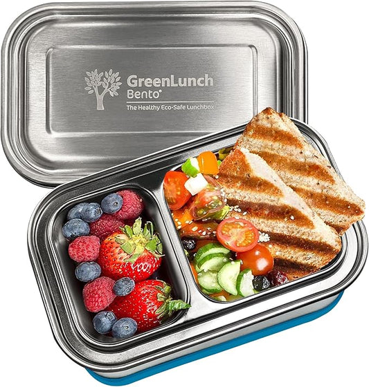 Stainless Steel Bento Box, BPA-Free Lunch box with Snack Pods, Crack-Resistant Lunch box Containers for Adults & Kids with snap locks - For School and Office - Blue