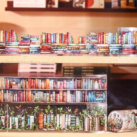 6 Rolls PET Washi Tape Set,Reading Themed Scrapbook Tape Stickers for Journaling,Junk Journal,Planner,DIY Arts Crafts,Notebook,Photo Frame,Phone Case(Book)