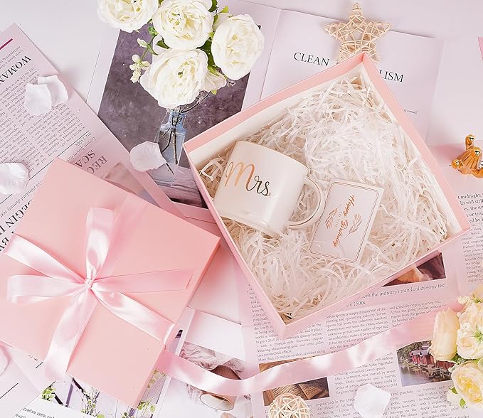 Jaywayang 8.7" Medium Square Gift Boxes with Lids, Ribbons and Tissue Papers, Birthday Gift Boxes - 5 Pcs (Pink), Wedding, Anniversaries, Mother's Day, Party Favor Boxes