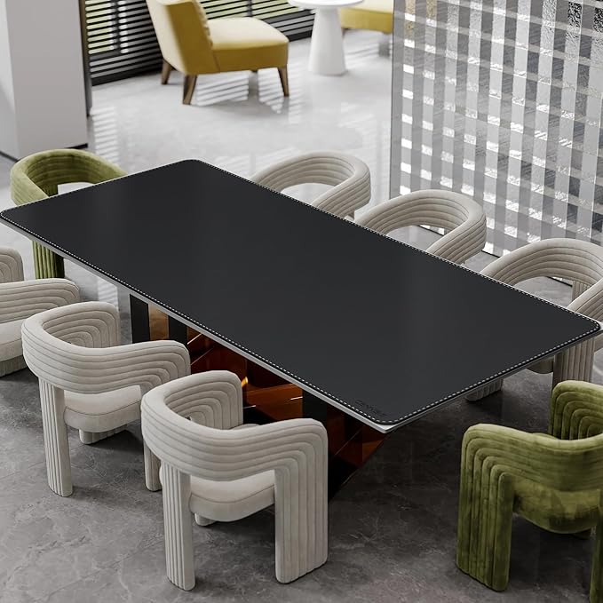 CENNBIE MAX240 94.5" x 39.4" Leather Desk Mat Protector, Extra Large Leather Desk Pad for Full Desk - XXL Super Large Mouse Pad (Black)